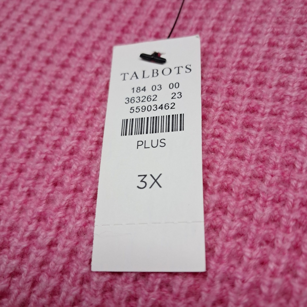 NWT Talbots‎ Sweater Women's Plus Size 3X Pink Waffle Knit Classic Wool Blend - Picture 4 of 10